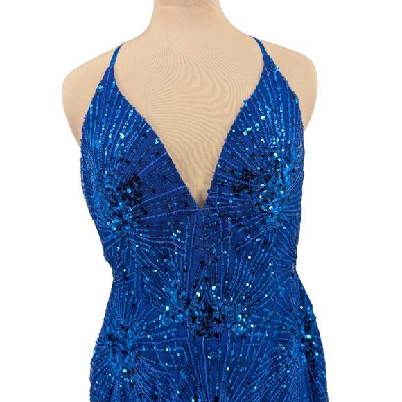 Portia & Scarlett PS23136 Cobalt Sequin Mini Dress Size 10 Prom Homecoming NWT - Picture 3 of 6